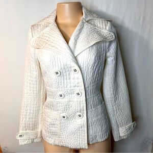 Grass Collection Women’s White Knit Blazer Cable Pattern Size S